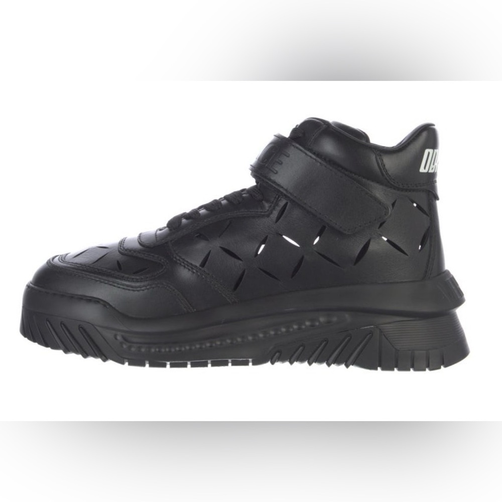 $1175 NEW size 41 Versace Black High-Top Sneakers with Velcro Strap - Picture 4 of 14